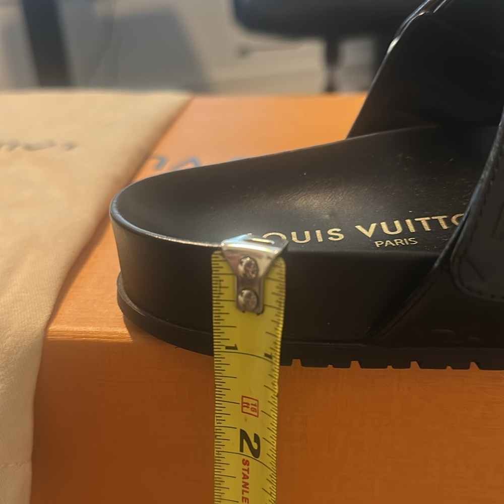 Louis Vuitton “Bom Dia” Black Sandals with Gold Details - Picture 16 of 16